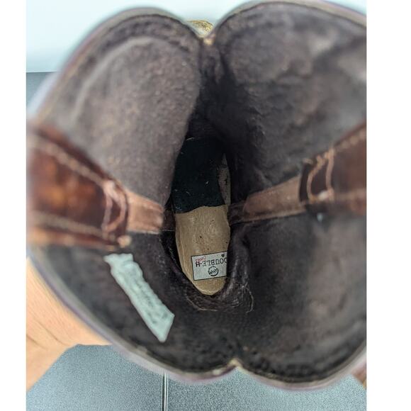 Double-H Steel Toe Cowboy Work Boots Mens 9.5D Brown Leather USA Made Distressed - Picture 9 of 10
